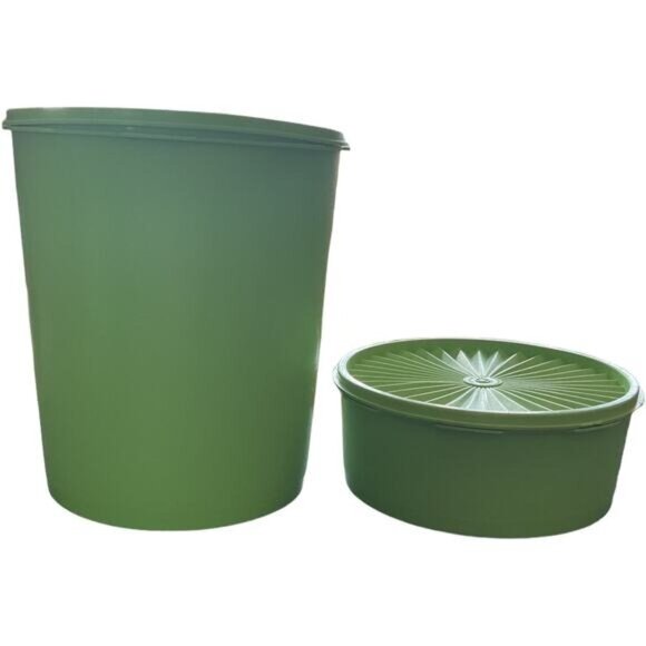 2 Vintage Tupperware Harvest Green Containers - Picture 3 of 10